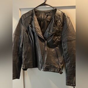 Topshop Quilted Black Leather Jacket